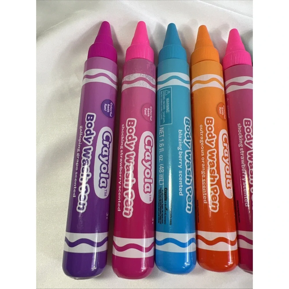 Crayola Body Wash Pens Color New Set of 7 Pink Blue Green Orange Purple Bathtub‎
